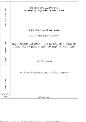 Nghiên ứu bài toán thiết kế hệ thống tự động hoá và điều khiển toà nhà tại việt nam