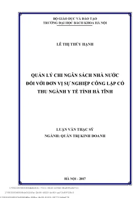 Quản lý hi ngân sáh nhà nướ đối với đơn vị sự nghiệp ông lập ó thu ngành y tế tỉnh hà tĩnh