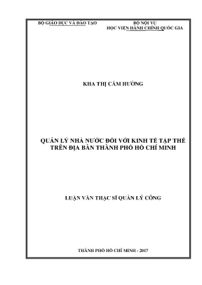 Luận văn thạc sĩ quản lý công quản lý nhà nước đối với kinh tế tập thể trên địa bàn thành phố hồ chí minh