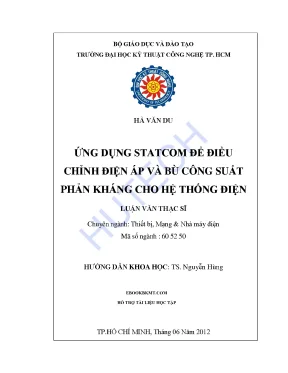 Đatn ứng dụng statcom để điều chỉnh điện áp và bù công suất phản kháng cho hệ thống điện