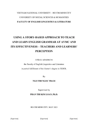 Using a story based approach to teach and learn english grammar at avmc and its effectiveness teachers and learners perception