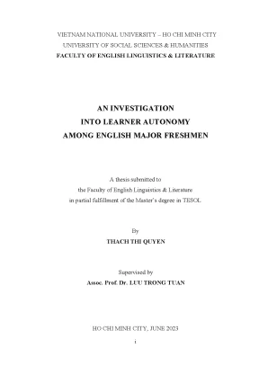 An investigation into learner autonomy among english major freshmen