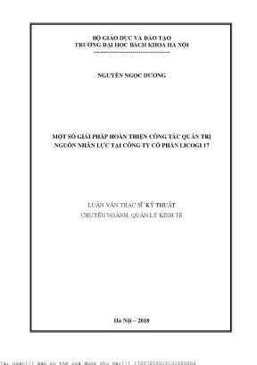 Một số giải pháp hoàn thiện ông tác quản trị nguồn nhân lực tại công ty cổ phần licogi17