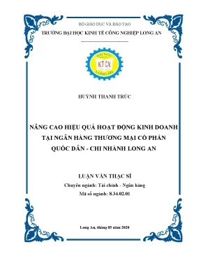 Nâng cao hiệu quả hoạt động kinh doanh tại ngân hàng thương mại cổ phần quốc dân chi nhánh long an