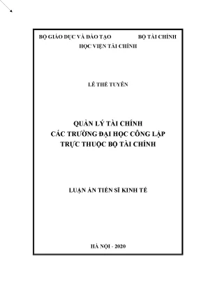 Luận án tiến sĩ kinh tế quản lý tài chính các trường đại học công lập trực thuộc bộ tài chính