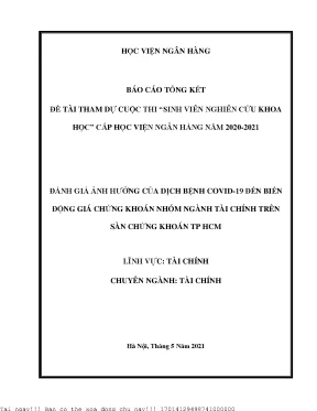 Đánh giá ảnh hưởng của dịch bệnh covid 19 đến biến động giá chứng khoán nhóm ngành tài chính trên sàn chứng khoán thành phố hồ chí minh