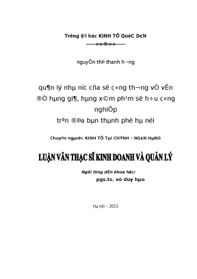 Quản lý nhà nước của sở công thương về vấn đề hàng giả hàng xâm phạm sở hữu công nghiệp trên địa bàn thành phố hà nội
