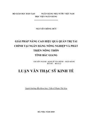 Giải pháp nâng cao hiệu quả quản trị tài chính tại ngân hàng nông nghiệp và phát triển nông thôn tỉnh bắc giang
