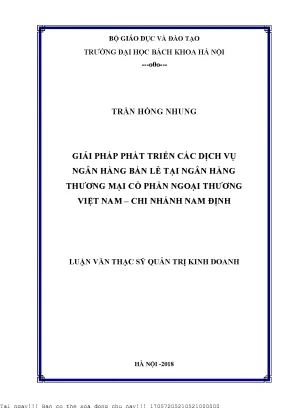 Giải pháp phát triển á dịh vụ ngân hàng bán lẻ tại ngân hàng thương mại ổ phần ngoại thương việt nam hi nhánh nam định
