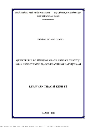 Quản trị rủi ro tín dụng khách hàng cá nhân tại ngân hàng thương mại cổ phần hàng hải việt nam