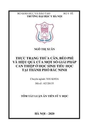 Thực trạng thừa cân béo phì và hiệu quả của một số giải pháp can thiệp ở học sinh tiểu học tại thành phố bắc ninh tt