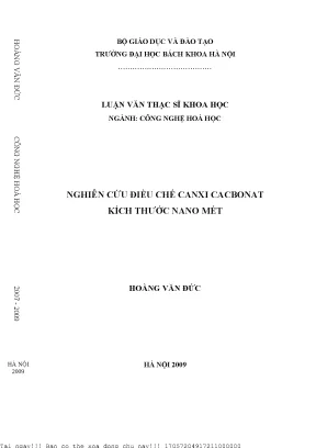 Nghiên ứu điều chế canxi cacbonat kích thước nano mét
