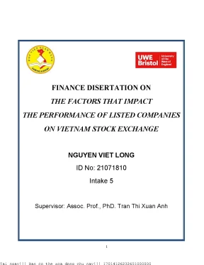 Finance disertation on the factors that impact the performance of listed companies on viet nam stock exchange