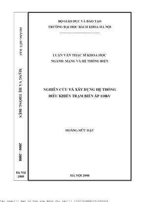 Nghiên ứu và xây dựng hệ thống điều khiển tíh hợp trạm biến áp 110kv