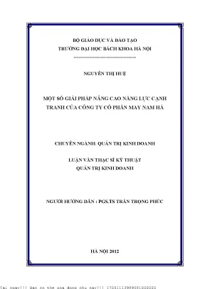 Một số giải pháp nâng ao năng lực cạnh tranh của của công ty cổ phần may nam hà