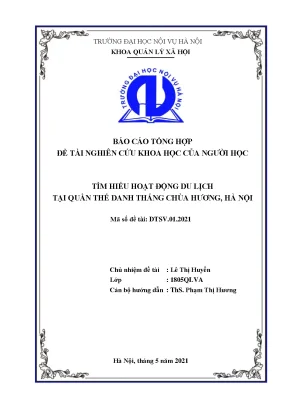 Đề tài tìm hiểu hoạt động du lịch tại quần thể danh thắng chùa hương hà nội