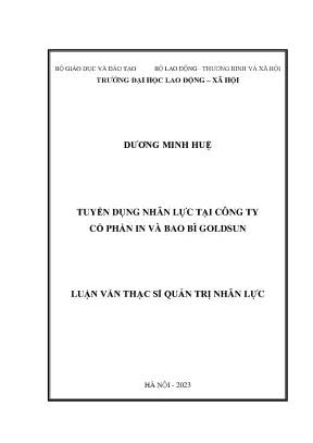 Tuyển dụng nhân lực tại công ty cổ phần in và bao bì goldsun