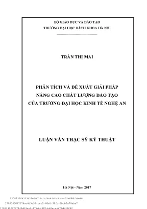 Phân tíh và đề xuất giải pháp nâng ao hất lượng đào tạo ủa trường đại họ kinh tế nghệ an