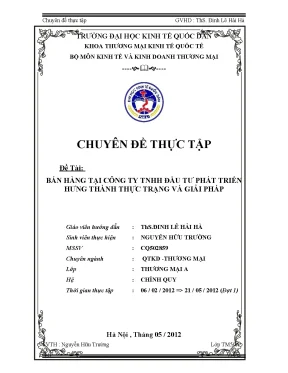 Luận văn tốt nghiệp thúc đẩy bán hàng tại công ty tnhh đầu tư phát triển hưng thành