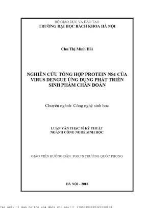 Nghiên ứu tổng hợp protein ns1 của virus dengue ứng dụng phát triển sinh phẩm chẩn đoán