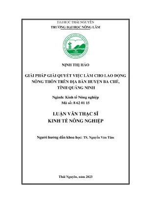 Giải pháp giải quyết việc làm cho lao động nông thôn trên địa bàn huyện ba chẽ tỉnh quảng ninh