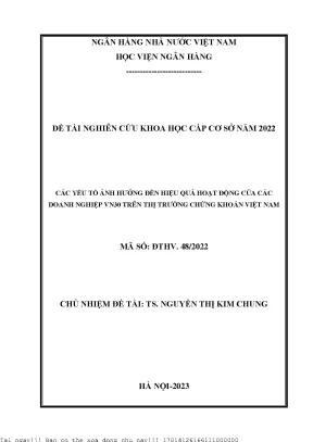 Các yếu tố ảnh hưởng đến hiệu quả hoạt động của các doanh nghiệp vn30 trên thị trường chứng khoán việt nam