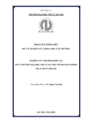 Đề tài nghiên cứu mô hình hợp tác giữa trường đại học nội vụ hà nội với doanh nghiệp