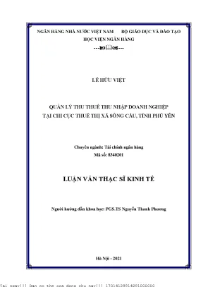 Quản lý thu thuế thu nhập doanh nghiệp tại chi cục thuế thị xã sông cầu tỉnh phú yên