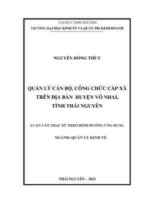 Quản lý cán bộ công chức cấp xã trên địa bàn huyện võ nhai tỉnh thái nguyên