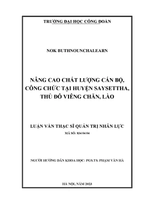 Nâng cao chất lượng cán bộ công chức tại huyện saysettha thủ đô viêng chăn lào