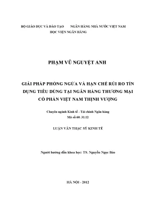 Giải pháp phòng ngừa và hạn chế rủi ro tín dụng tiêu dùng tại ngân hàng thương mại cổ phần việt nam thịnh vượng