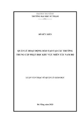 Quản lý hoạt động đào tạo tại các trường trung cấp phật học khu vực miền tây nam bộ