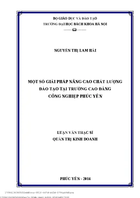 Một số giải pháp nâng ao hất lượng đào tạo tại trường cao đẳng công nghiệp phú yên