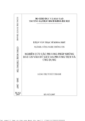 Nghiên ứu á phương pháp nhúng dấu ẩn vào dữ liệu đa phương tiện và ứng dụng