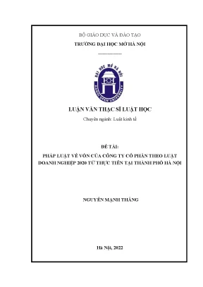 Pháp luật về vốn của công ty cổ phần theo luật doanh nghiệp 2020 từ thực tiễn tại thành phố hà nội