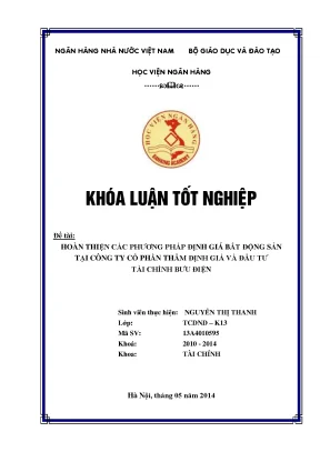 Hoàn thiện các phương pháp định giá bất động sản tại công ty cổ phần thẩm định giá và đầu tư tài chính bưu điện