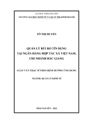 Quản lý rủi ro tín dụng tại ngân hàng hợp tác xã việt nam chi nhánh bắc giang