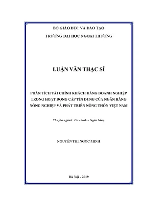 Luận văn thạc sĩ phân tích tài chính khách hàng doanh nghiệp trong hoạt động cấp tín dụng của ngân hàng nông nghiệp và phát triển nông thôn việt nam