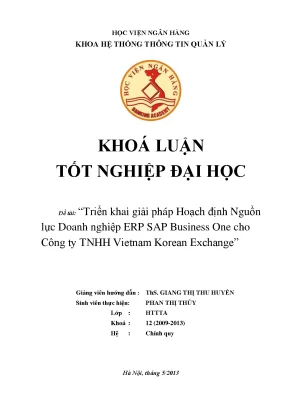 Triển khai giải pháp hoạch định nguồn lực doanh nghiệp erp sap business one cho công ty tnhh vietnam korean exchange