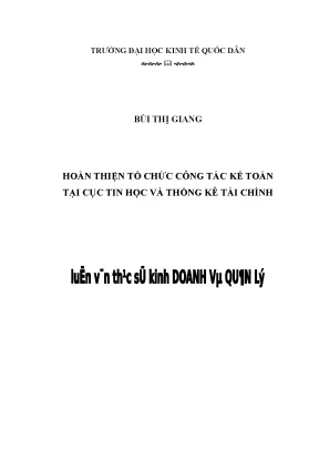 Hoàn thiện tổ chức công tác kế toán tại cục tin học và thống kê tài chính