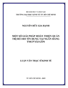 Luận văn thạc sĩ kinh tế một số giải pháp hoàn thiện quản trị rủi ro tín dụng tại ngân hàng tmcp sài gòn