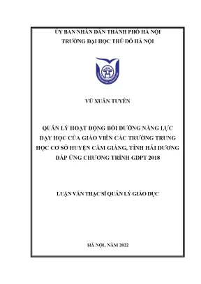 Quản lý hoạt động bồi dưỡng năng lực dạy học của giáo viên các trường thcs huyện cẩm giàng tỉnh hải dương đáp ứng chương trình gdpt 2018