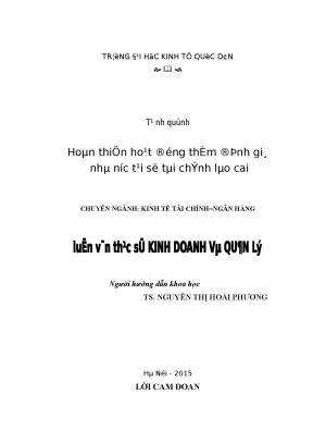 Hoàn thiện hoạt động thẩm định giá nhà nước tại sở tài chính lào cai