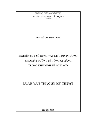 Nghiên cứu sử dụng vật liệu địa phương cho mặt đường bê tông xi măng trong khu kinh tế nghi sơn