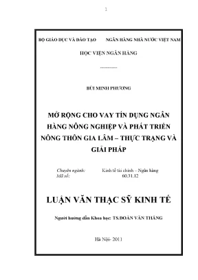 Mở rộng cho vay tiêu dùng tại ngân hàng nông nghiệp và phát triển nông thôn gia lâm thực trạng và giải pháp