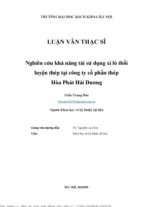 Nghiên ứu khả năng tái sử dụng xỉ lò thổi luyện thép tại công ty ổ phần thép hòa phát hải dương
