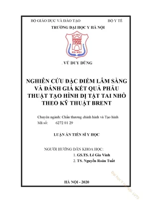 Nghiên cứu đặc điểm lâm sàng và đánh giá kết quả phẫu thuật tạo hình dị tật tai nhỏ theo kỹ thuật brent