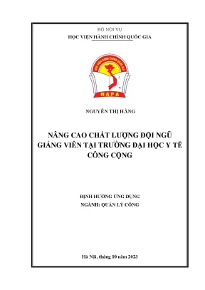 Nâng cao chất lượng đội ngũ giảng viên tại trường đại học y tế công cộng