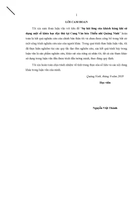Luận văn thạc sĩ sự hài lòng của khách hàng khi sử dụng một số khóa học đặc thù tại cung văn hóa thiếu nhi quảng ninh