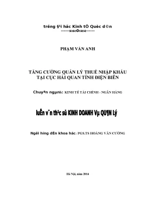 Tăng cường quản lý thuế nhập khẩu tại cục hải quan tỉnh điện biên1